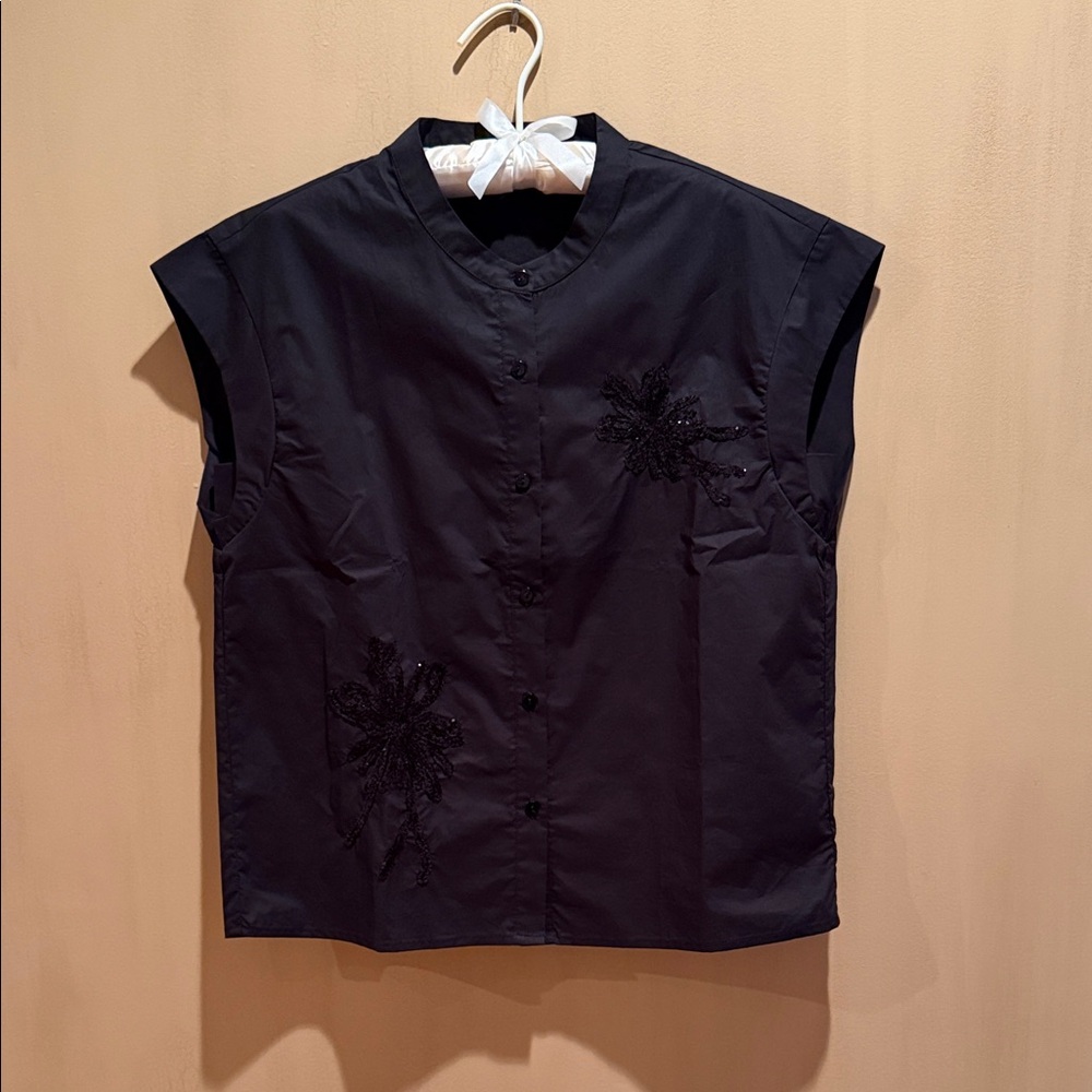 Chic Black Sleeveless Top, FR-One Size